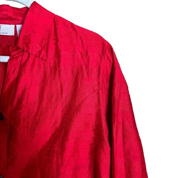 Anii by Natural Jacket Womens Large Red Silk Lightweight Lagenlook Romantic Top - Picture 3 of 7